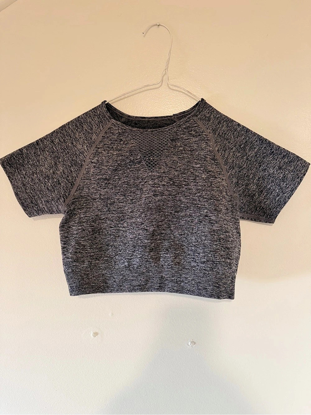 Buff Bunny Gray Short Sleeve Crop Top — XS